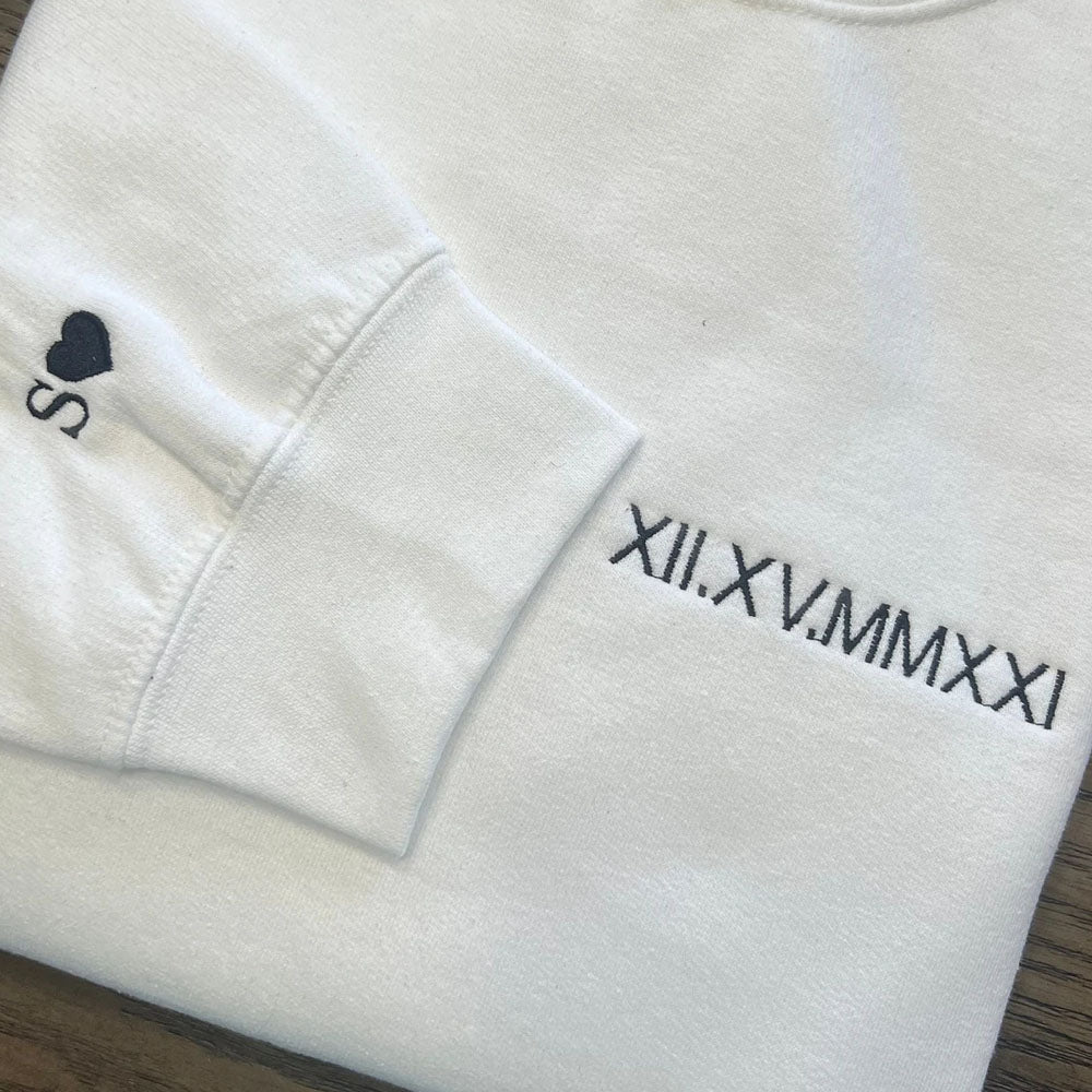 Paar, Freund, Familie, Geschenk！Römische Ziffern, individuell besticktes T-Shirt/Sweart/Hoodie【Bestellmenge für Paare: 2 Stück】
